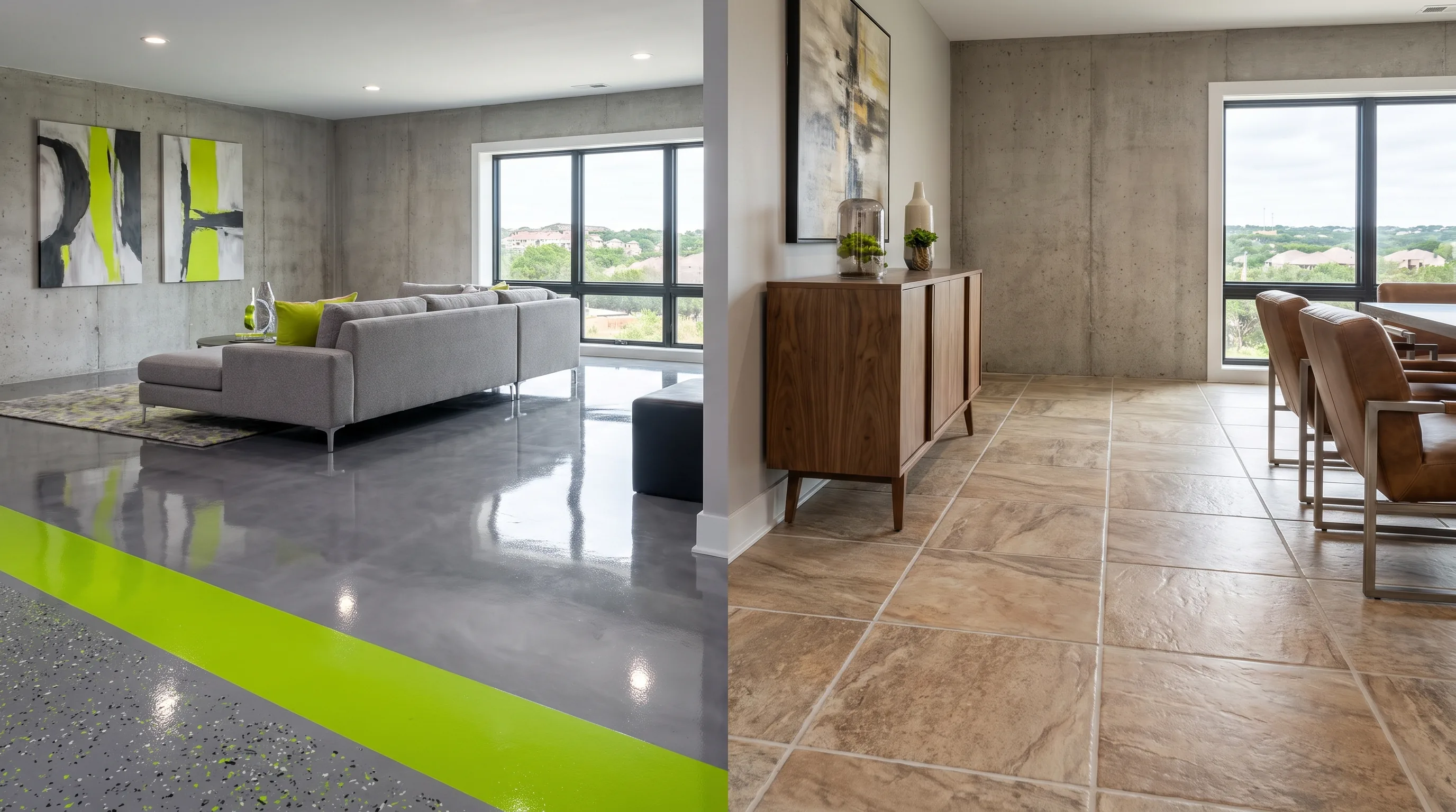 Epoxy vs tile basement floor comparison